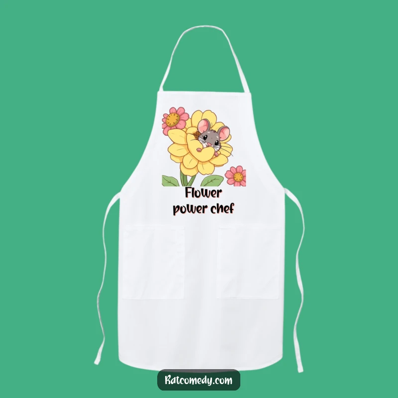 Funny Rat Flower Apron - Kitchen Fun for the Curious Cook