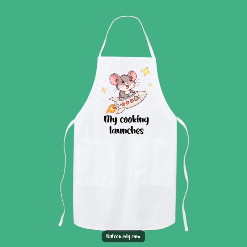 Funny Rat Rocket Apron - Star Pilot Kitchenware, Cosmic Cooking Funny Gift