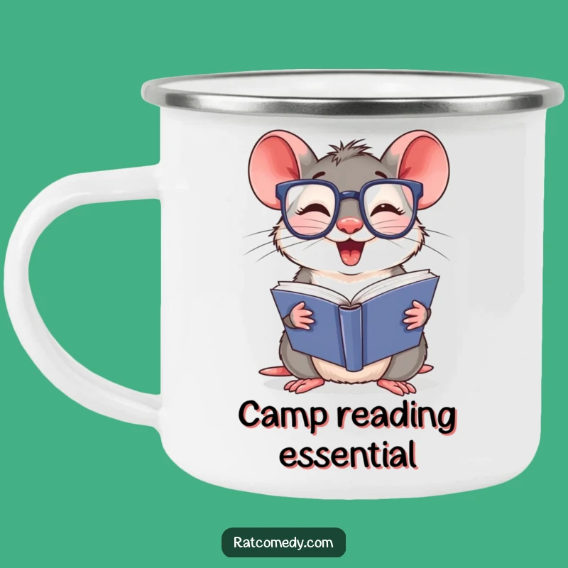 Bookworm Rat Camping Mug: Funny Outdoor Reading Companion