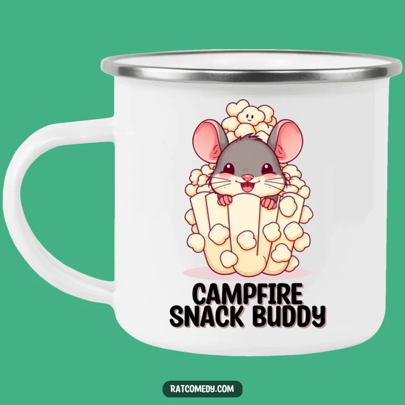 Popcorn Rat Camping Mug: Funny Outdoor Snack Companion