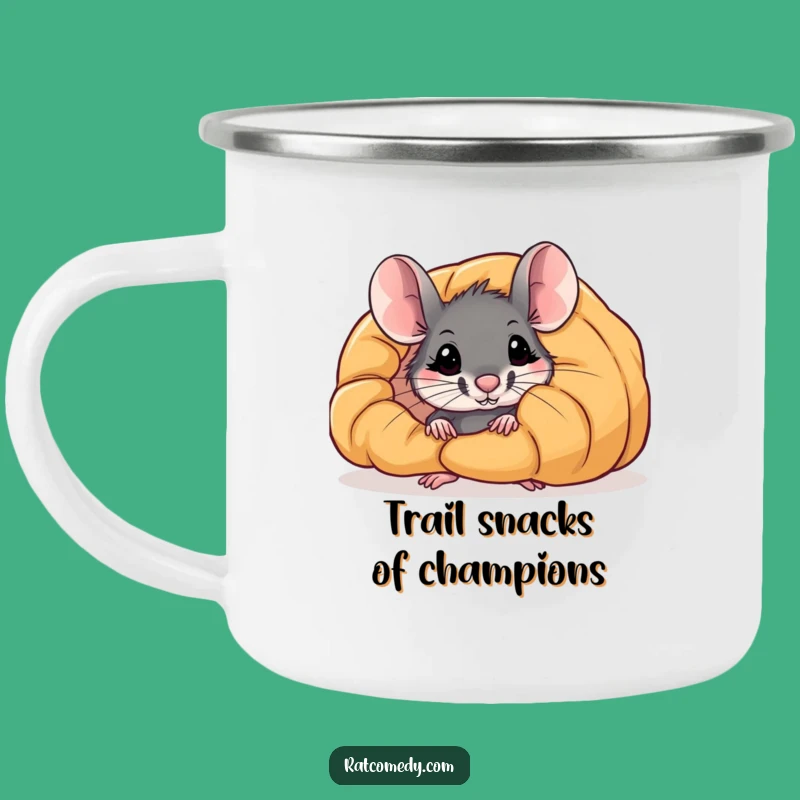 Funny Croissant Rat Camping Mug: Enjoy Your Brew with a Pastry Pal