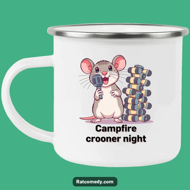 Rockstar Rat Microphone Camping Mug: Funny Outdoor Performance Gear
