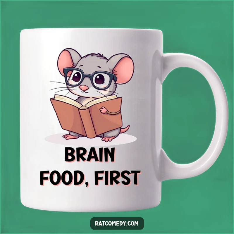 Funny Rat Reader Mug: Spectacled Scholar, Giant Book Humor, Perfect Funny Gift