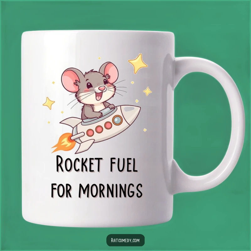 Funny Rat Rocket Mug - Star Pilot Rat, Cosmic Adventure Funny Gift for Space Fans