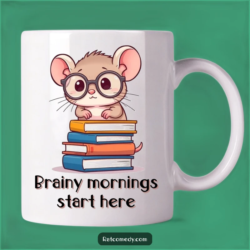 Funny Rat Scholar Mug - Bookworm Rat, Oversized Spectacles Funny Gift for Nerds