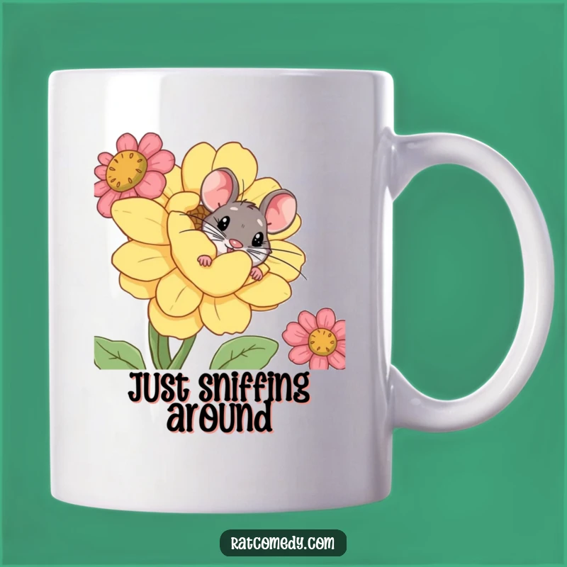 Funny Rat Peeking Flower Mug - A Whimsical Gag Gift for Gardeners and Curious Minds