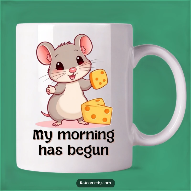 Funny Rat Juggling Cheese Mug - A Hilarious Gift for Cheese Lovers and Office Dorks