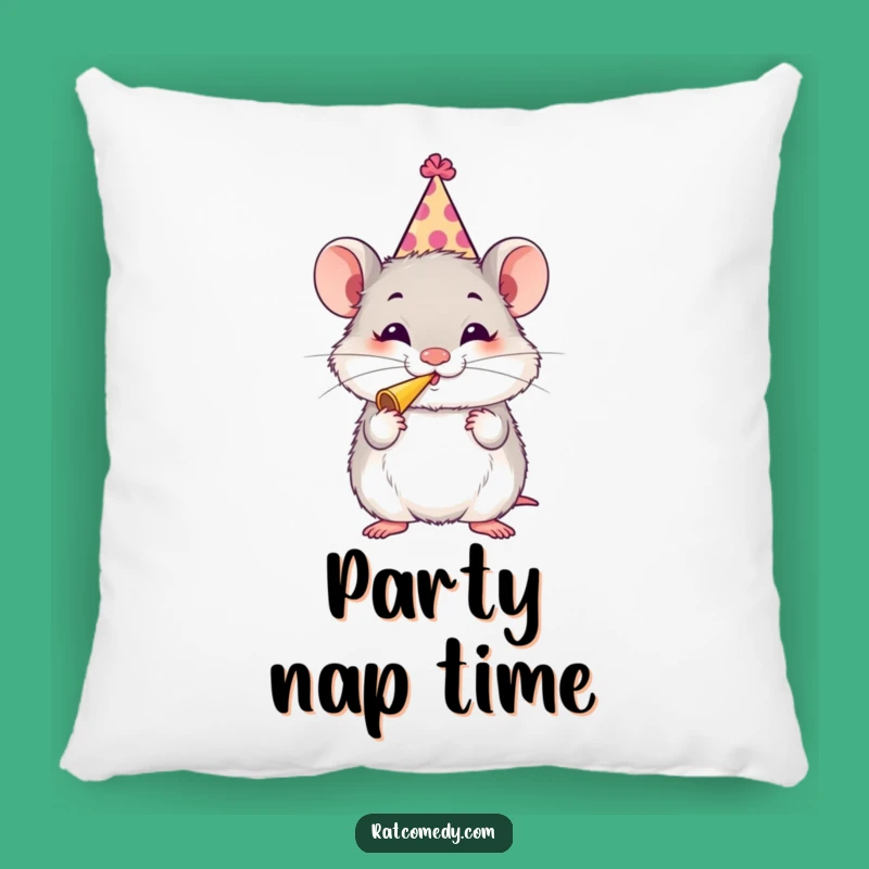 Funny Rat Party Pillow - Party Animal Accent Pillow, Cozy Celebration Funny Gift