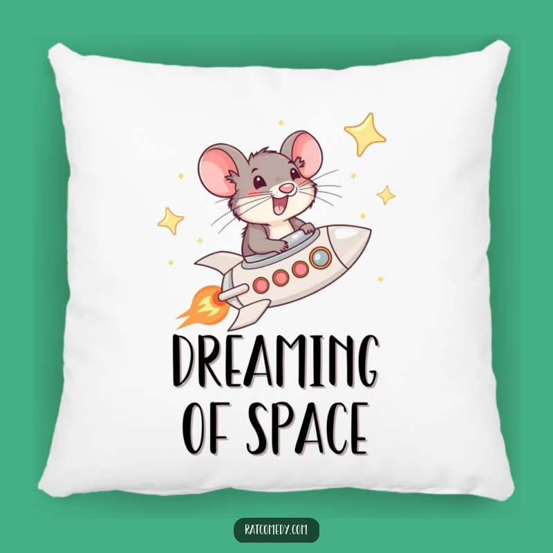 Funny Rat Rocket Pillow - Star Pilot Accent Pillow, Cozy Space Gift