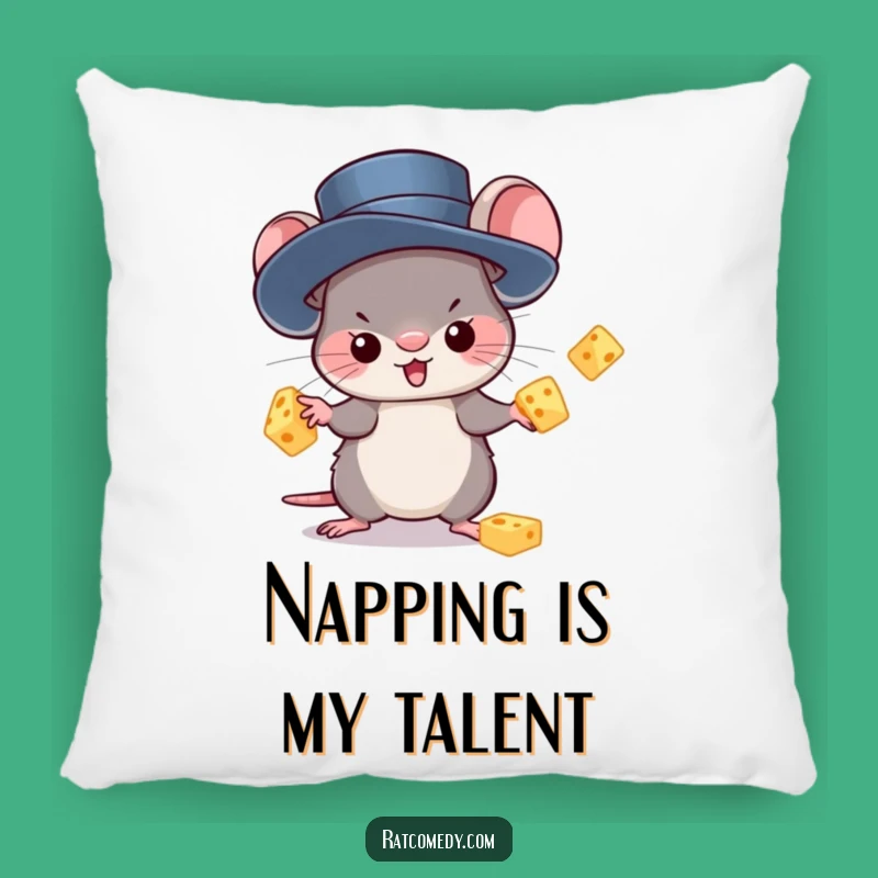 Kawaii Rat Juggling Cheese Pillow: Funny Comfort with a Cheesy Twist