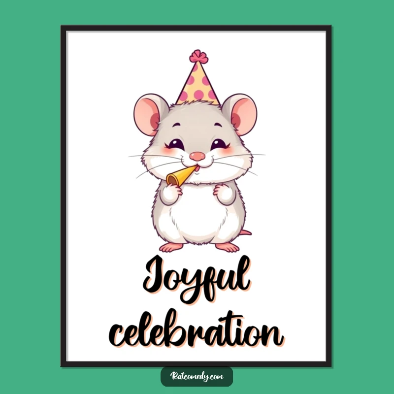 Funny Rat Party Digital Art Print - Party Animal Decor, Celebration Funny Gift