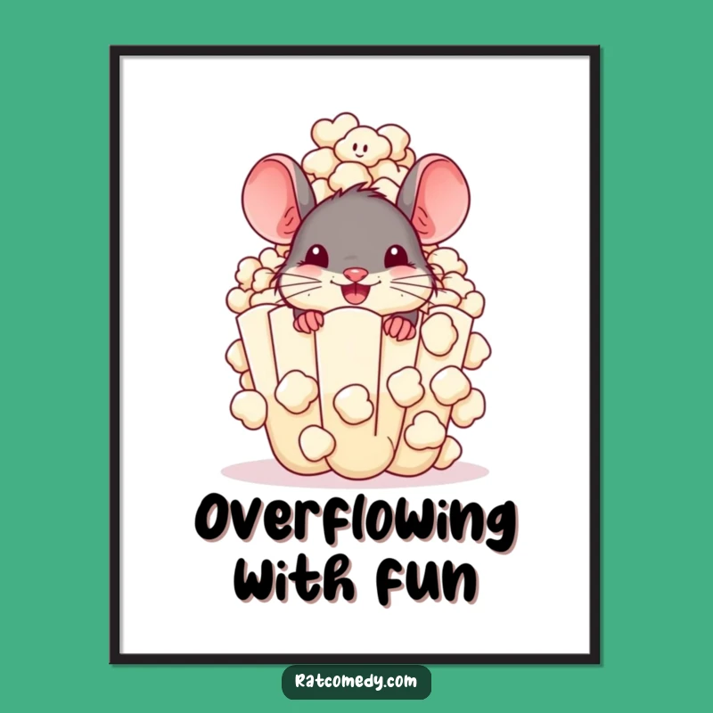 Popcorn Rat Digital Art Print: Funny Wall Decor for Snack Lovers