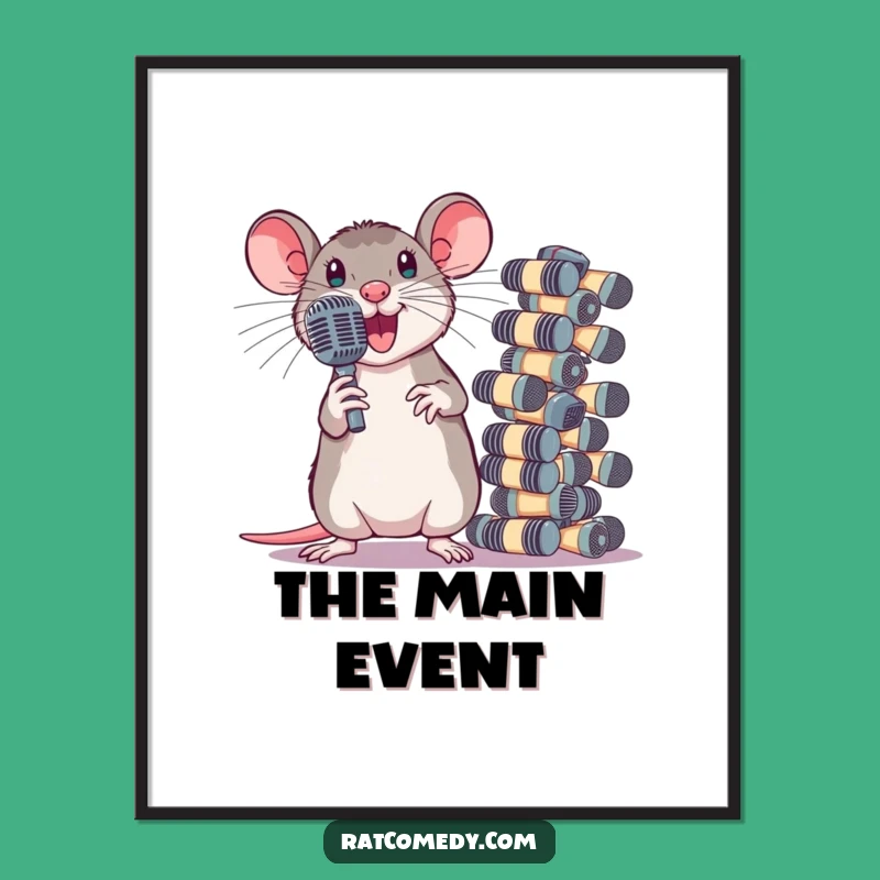 Rockstar Rat Microphone Digital Art Print: Funny Decor for Performers