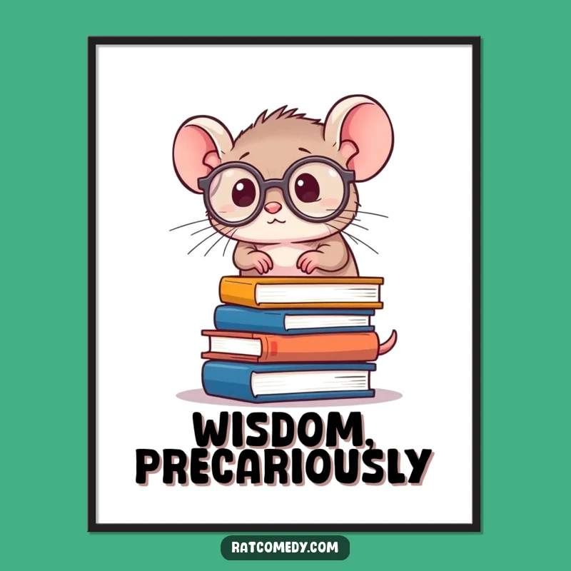 Funny Rat Scholar Digital Art Print - Bookworm Decor, Funny Gift for Art Lovers