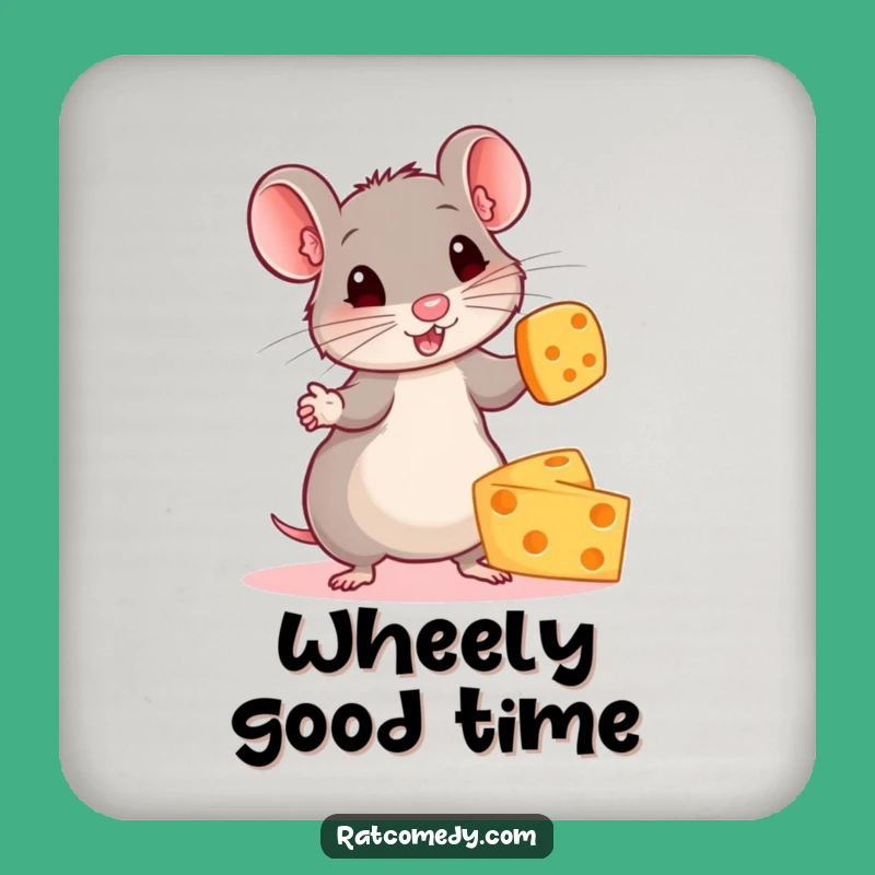 Funny Rat Juggling Cheese Coaster - Protect Surfaces with Hilarious Art