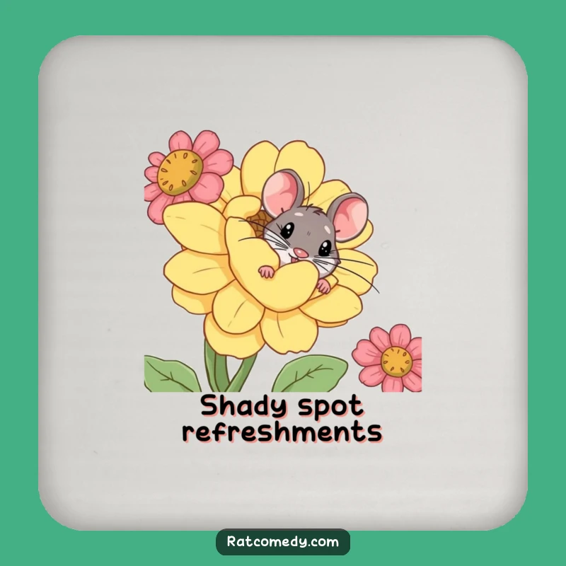 Funny Rat Flower Coaster - Protect Surfaces with Whimsical Art