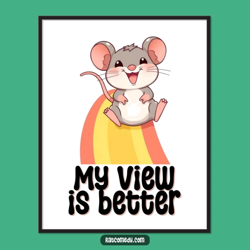 Funny Rainbow Rat Poster: Brighten Your Walls with This Joyful and Humorous Art
