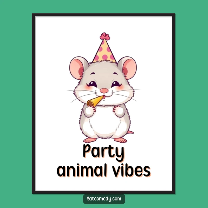 Funny Rat Party Poster - Party Animal Art Print, Celebration Decor Funny Gift