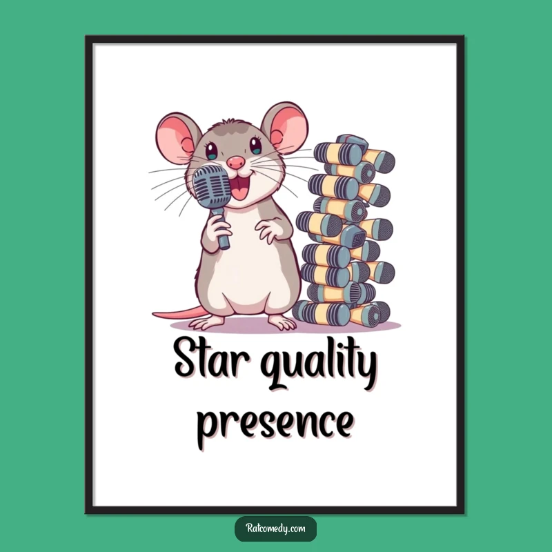 Rockstar Rat Microphone Poster: Funny Wall Art for Aspiring Stars