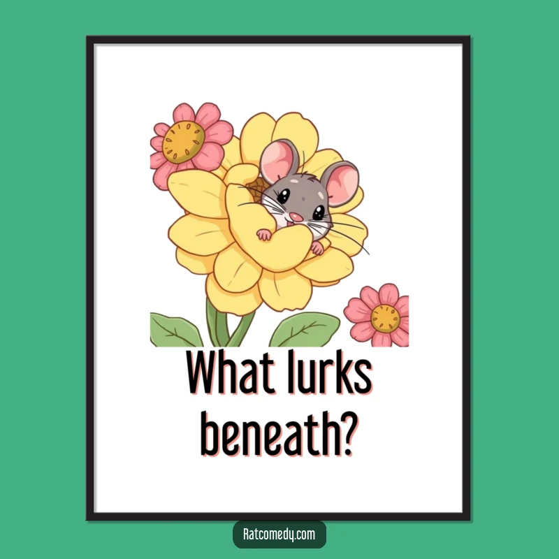 Funny Rat Flower Poster - Whimsical Wall Art and Hilarious Gift for Nature Lovers