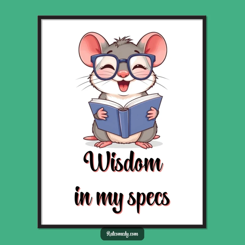 Bookworm Rat Poster: Funny Wall Art for Literary Spaces