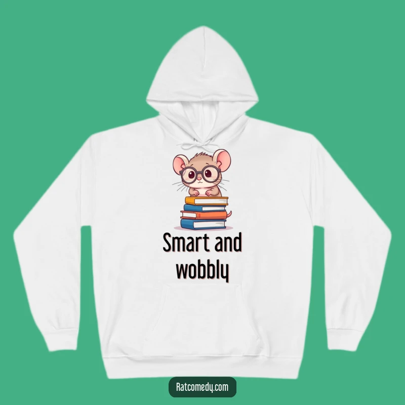 Funny Rat Scholar Hoodie - Bookworm Rat, Cozy Funny Gift for Intellectuals