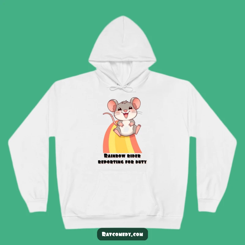 Cozy Funny Rat Rainbow Hoodie: Warm Up with This Hilarious and Cheerful Design