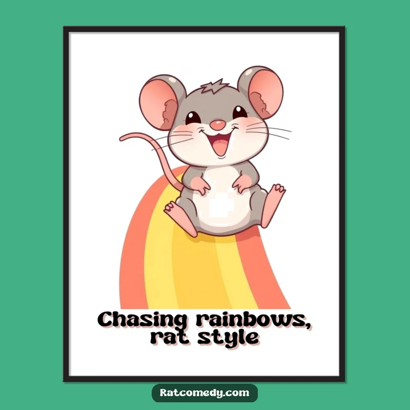 Funny Free Printable Rat Rainbow Wall Art - Whimsical Downloadable Decor for Home