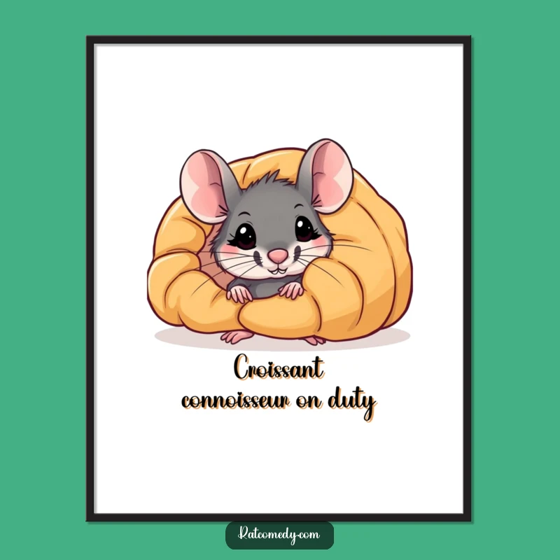 Funny Free Printable Rat Croissant Wall Art - Whimsical Downloadable Decor for Foodies