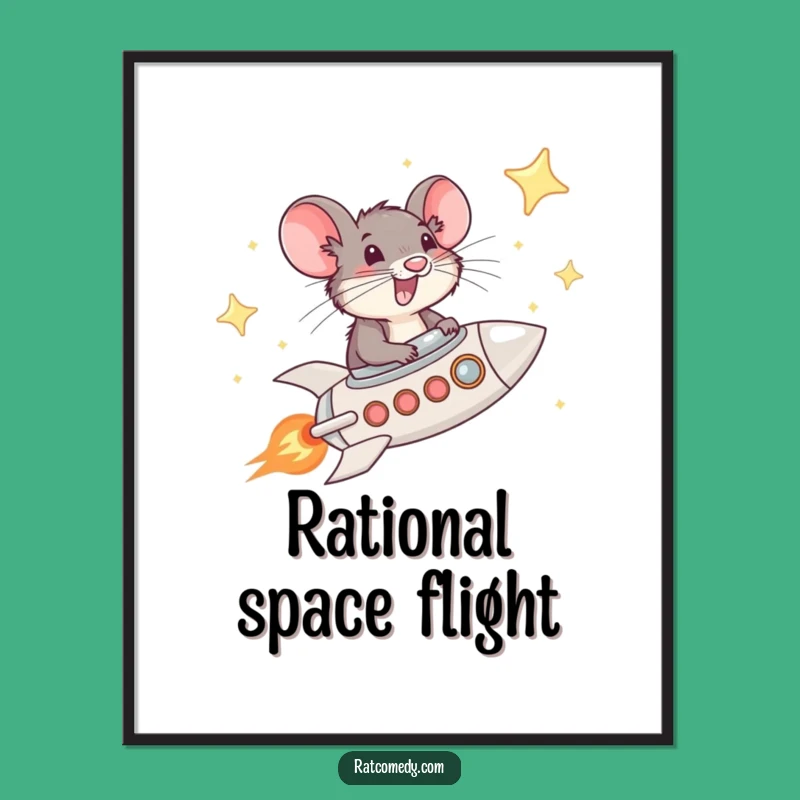 Funny Free Printable Wall Art: Rocket Rat Adventure for Cosmic Decor