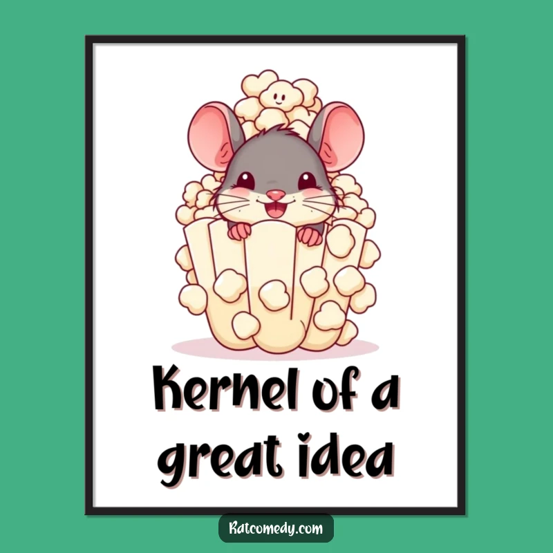 Funny Free Printable Wall Art: Popcorn Rat - Snack Time Decor