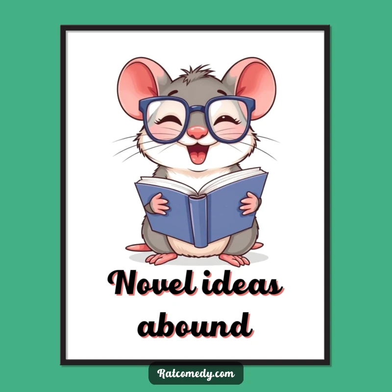 Funny Free Printable Wall Art: Bookish Rat - Literary Decor