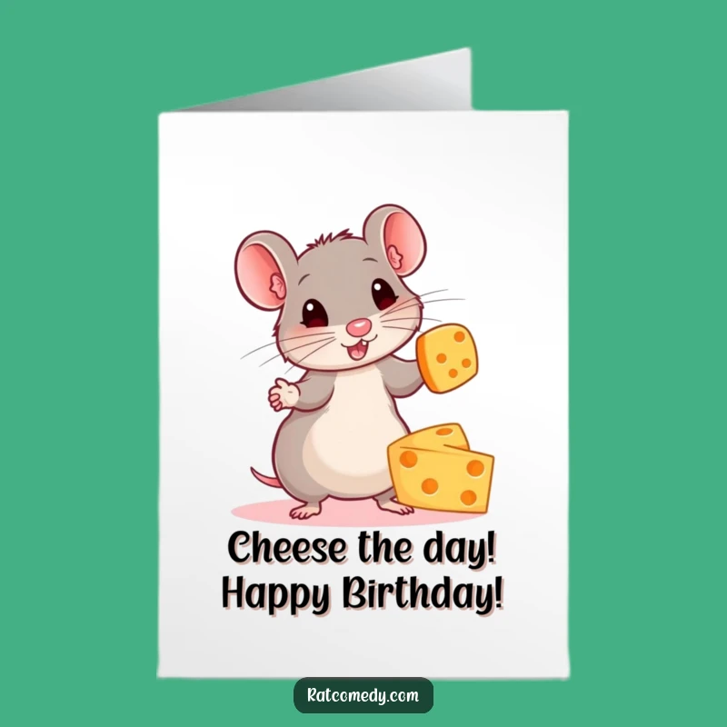 Free Printable Birthday Card: Juggling Rat Brings Cheesy Fun to Your Celebration!