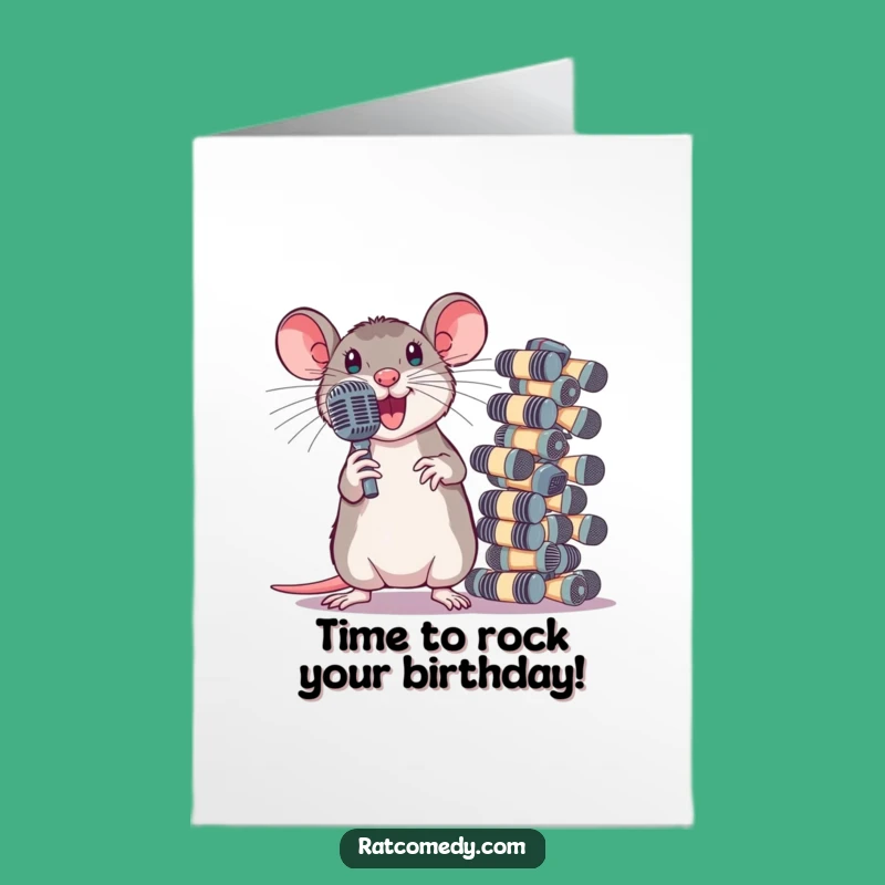 Funny Free Printable Birthday Card: Rat Rockstar - Birthday Star!