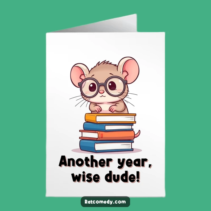 Funny Free Printable Rat Birthday Card: Bookworm Rat Celebration