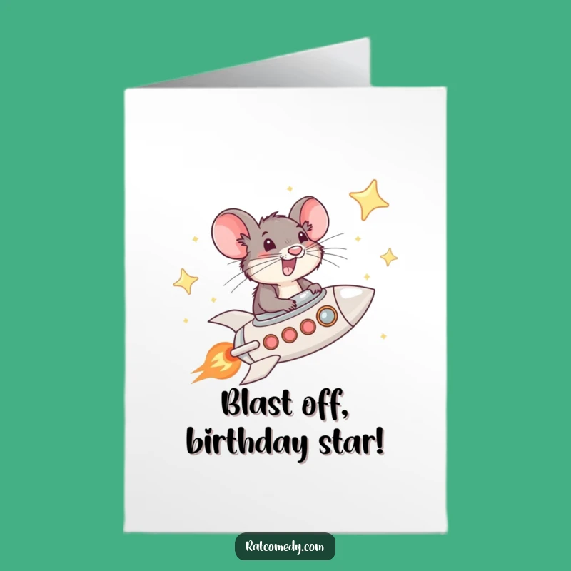 Funny Free Printable Rat Birthday Card: Rocket Rat Adventure!