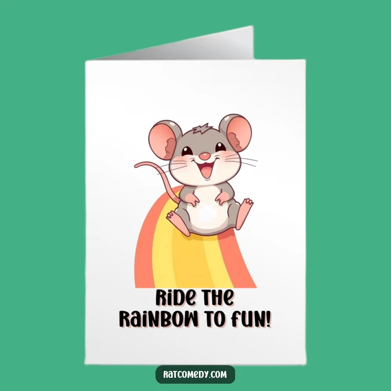 Funny Free Printable Rat Rainbow Birthday Card - Hilarious Downloadable Gift