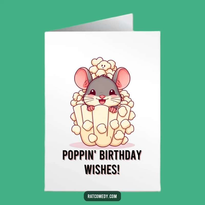 Funny Free Printable Birthday Card: Popcorn Rat - Ready to Party!
