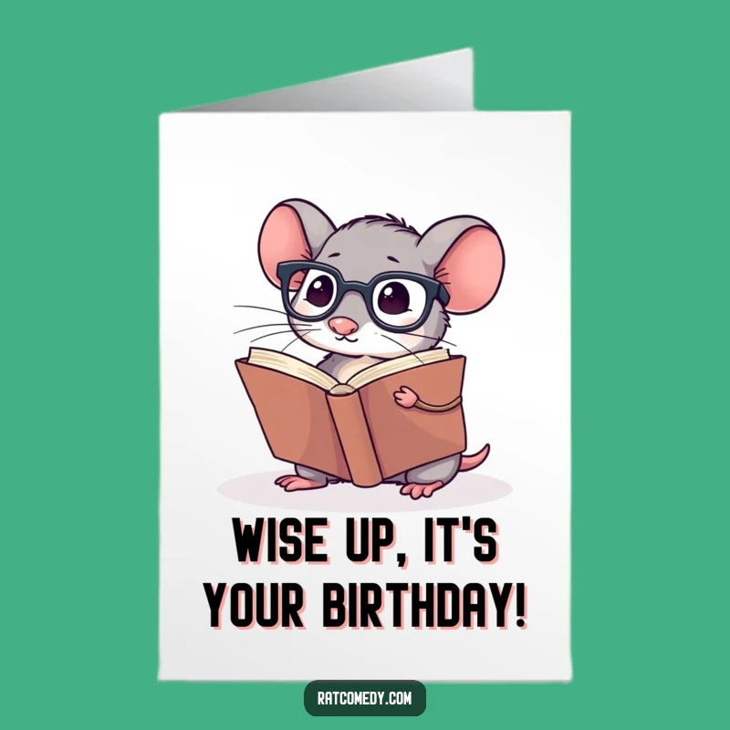 Free Printable Rat Birthday Card - Funny Bookworm Downloadable Gift for Nerds