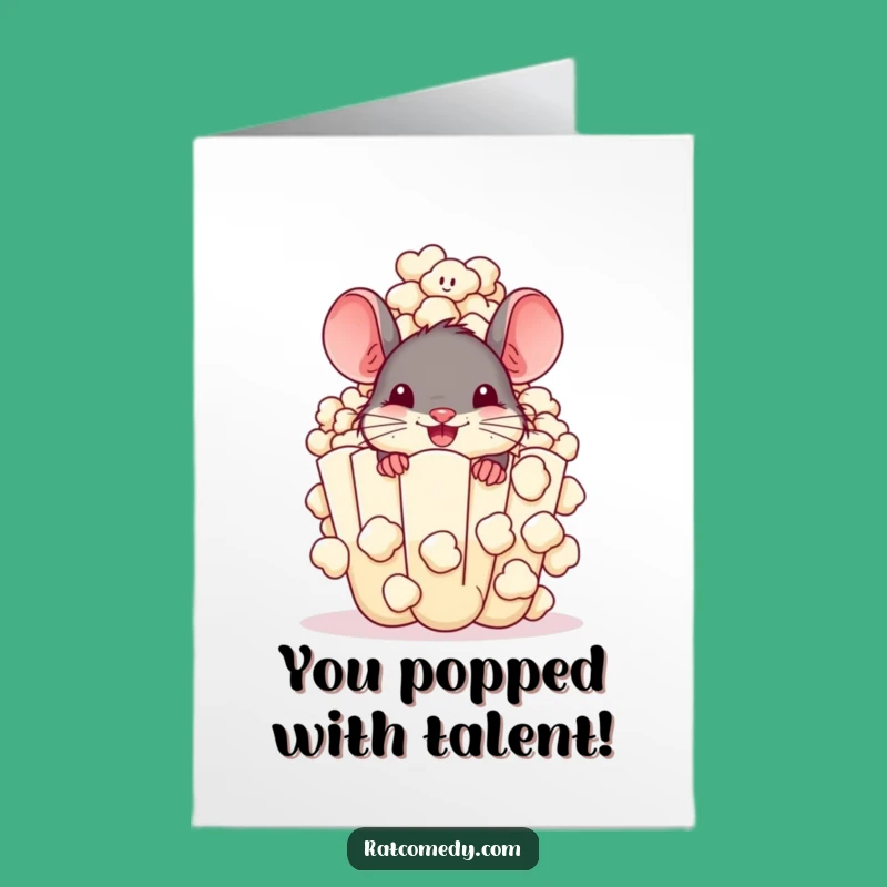 Free Printable Congrats Card: Popcorn Rat - Big News!