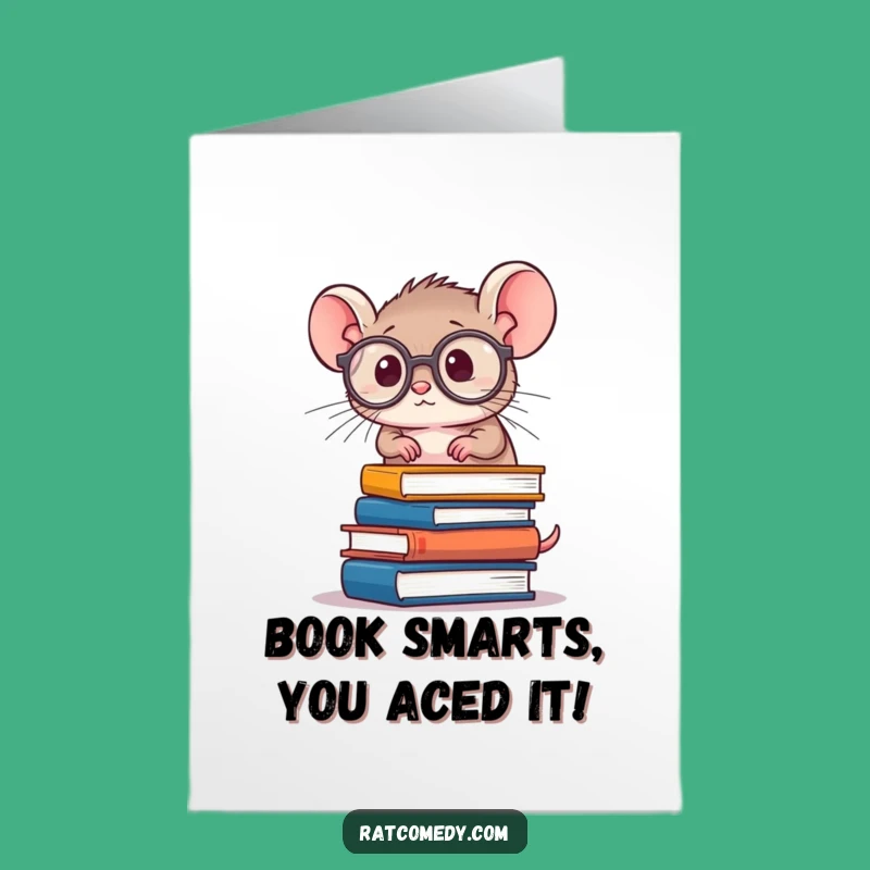 Funny Free Printable Rat Congrats Card: Bookish Achievement Celebration