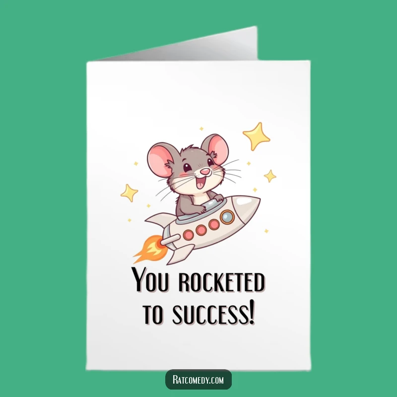 Funny Free Printable Rat Congrats Card: Rocket Success Adventure!