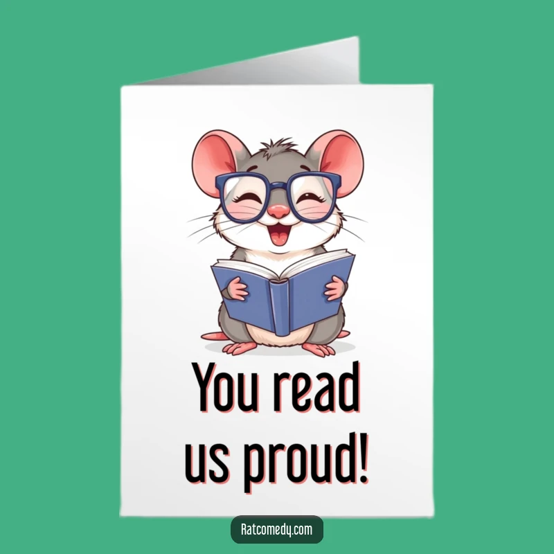 Free Printable Congrats Card: Bookworm Rat - Well Read!