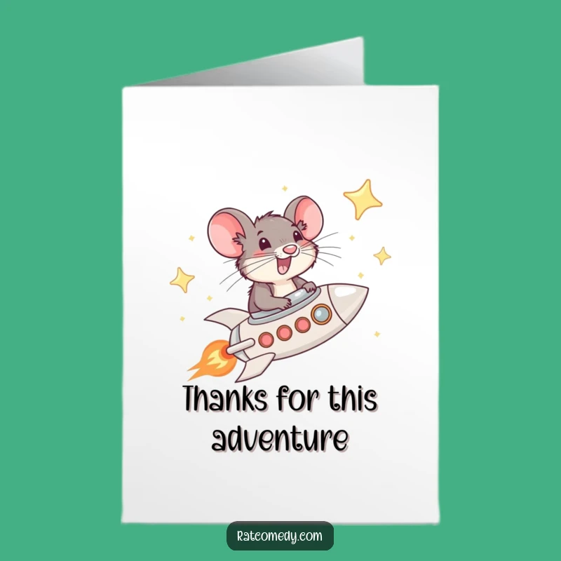Funny Free Printable Rat Thank You Card: Rocket Rat Gratitude!