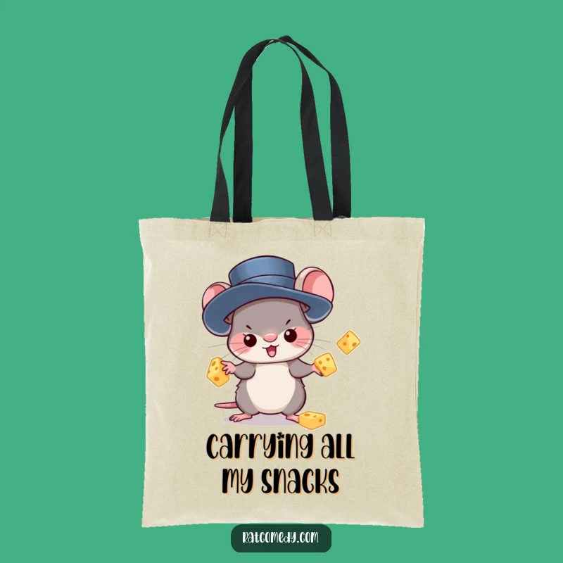 Kawaii Rat Juggling Cheese Tote Bag: Funny and Practical Gift