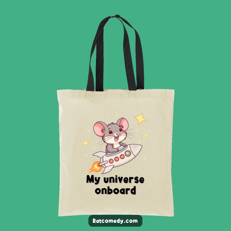 Funny Rat Rocket Tote Bag - Star Pilot Rat, Cosmic Adventure Gift