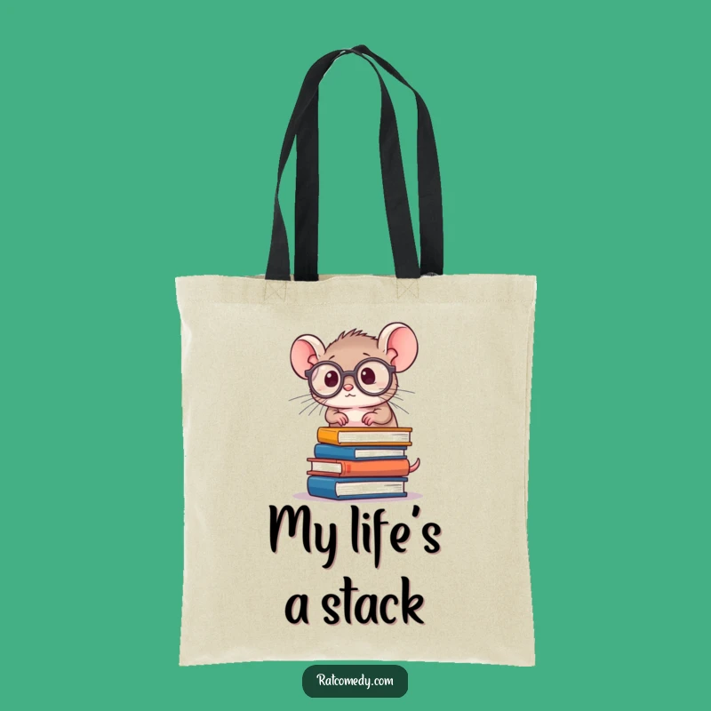 Funny Rat Scholar Tote Bag - Bookworm Rat, Funny Gift for Librarians & Students